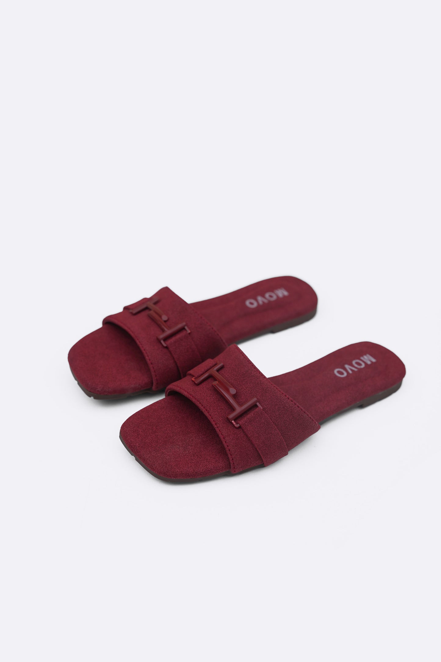 Buckle Suede Slides