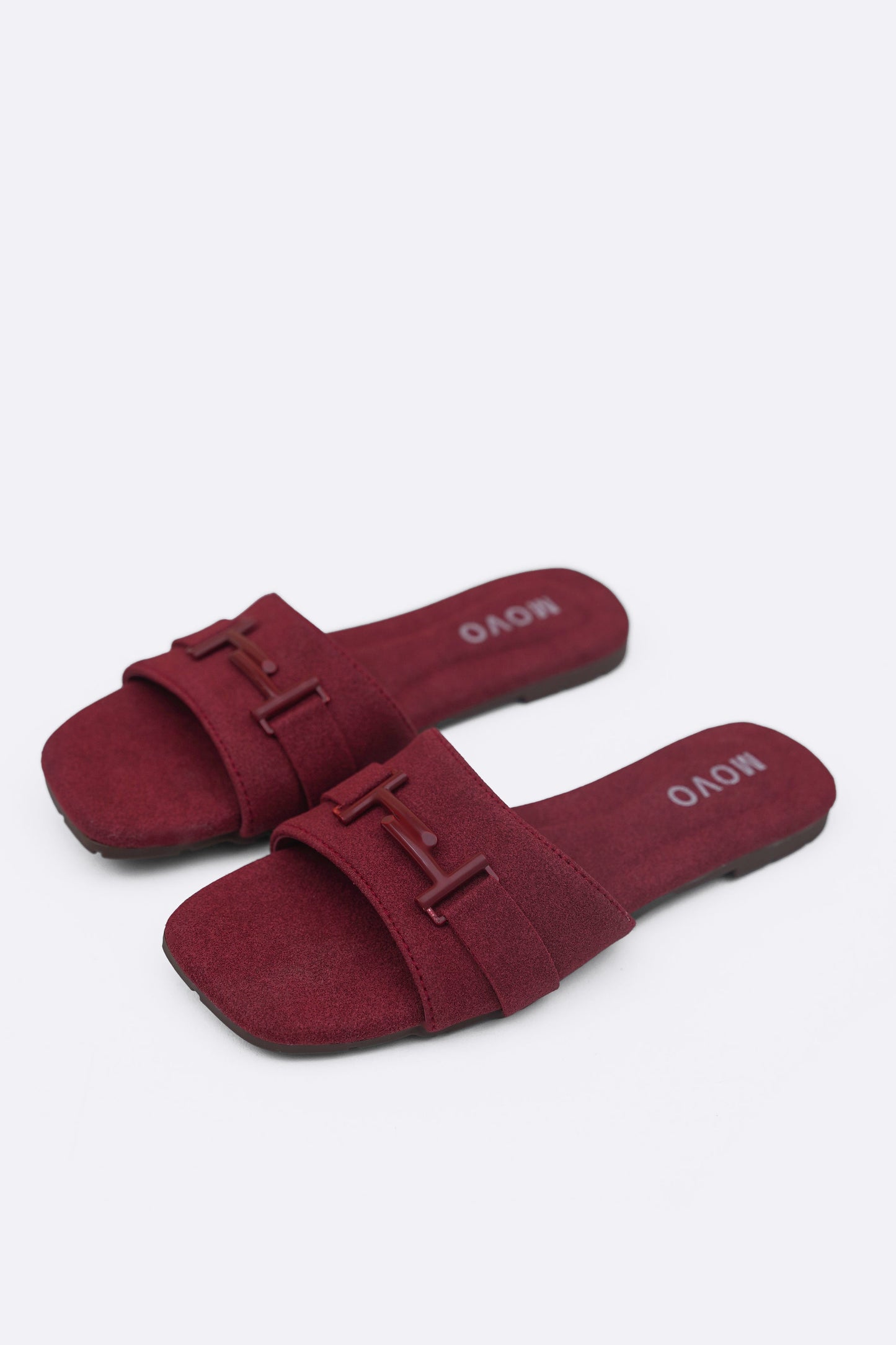 Buckle Suede Slides